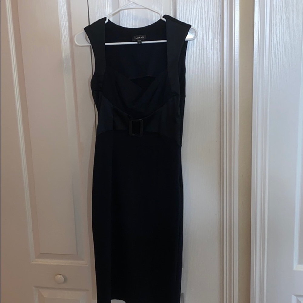 Bebe black with satin tie underneath chest